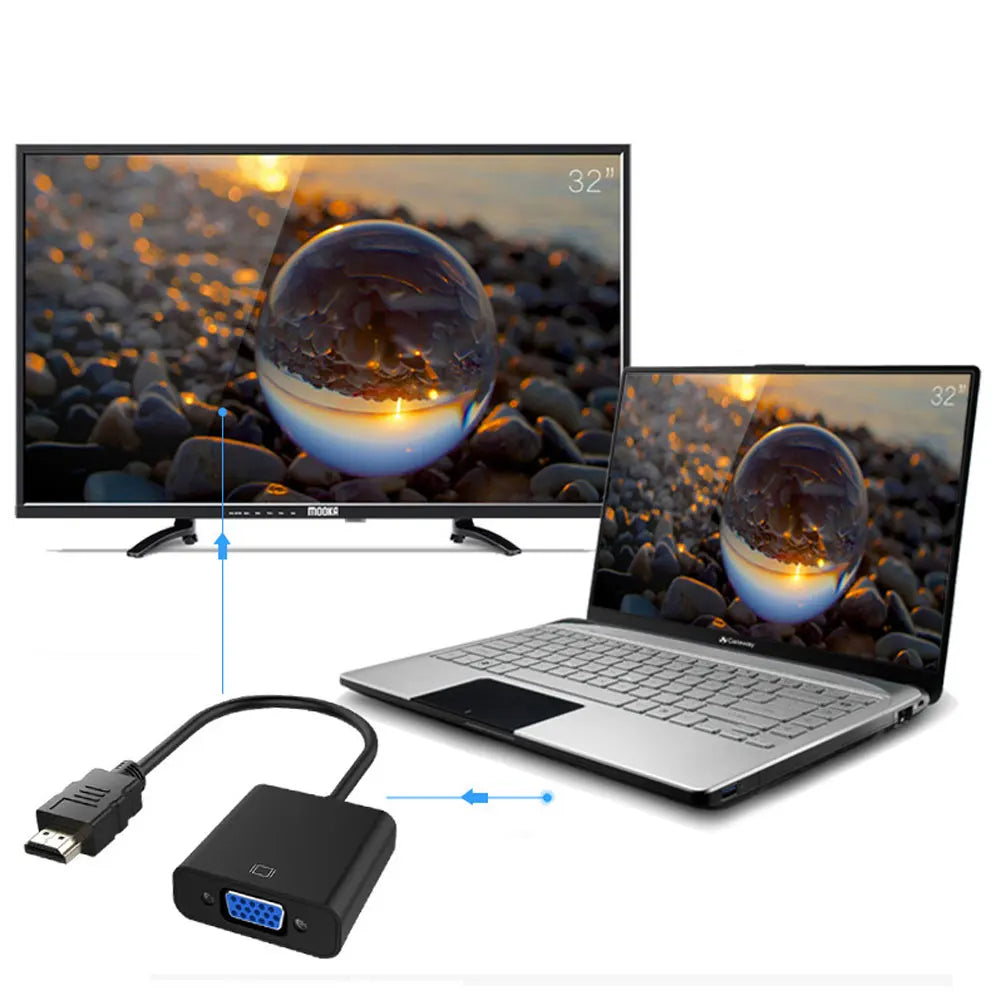 HD 1080P HDMI to VGA Cable Adapter for Clear Video - Smarsty