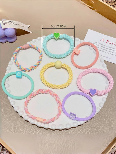 Girls Macaron Color Hair Bands Soft Elastic Five Pack - Smarsty