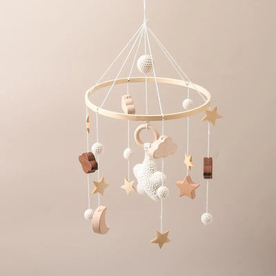 Baby Crib Mobile Bed Bell Rattle Toys Wooden Crochet Stars Pendant Bed Bell Toys Newborn Comfort Crib Bracket Hanging Toys Gifts by Smarsty