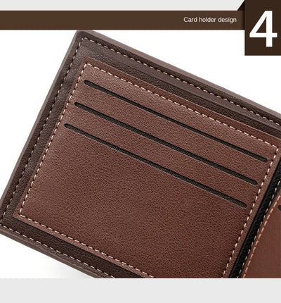 Men's Wallet with Hasp Business Card Holder Case Male Short Purse PU Leather Money Bag for Men Credit Card Wallets - Smarsty