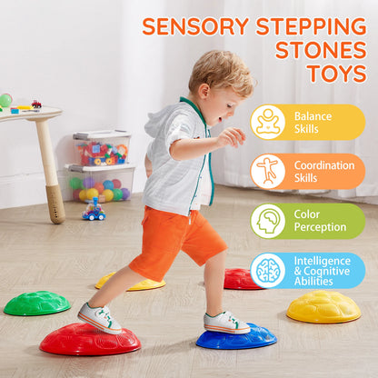 SucceBuy 6 PCS Kids Turtle Balance Stepping Stones Kids Toddler Jumping Coordination Game Toys Outdoor Play for Children Gifts