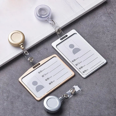 Employee Aluminium Alloy Plastic Credit Card  ID Card Cover Case Work Identity Badge Card Cover Bag Women Men Work Card Holders - Smarsty