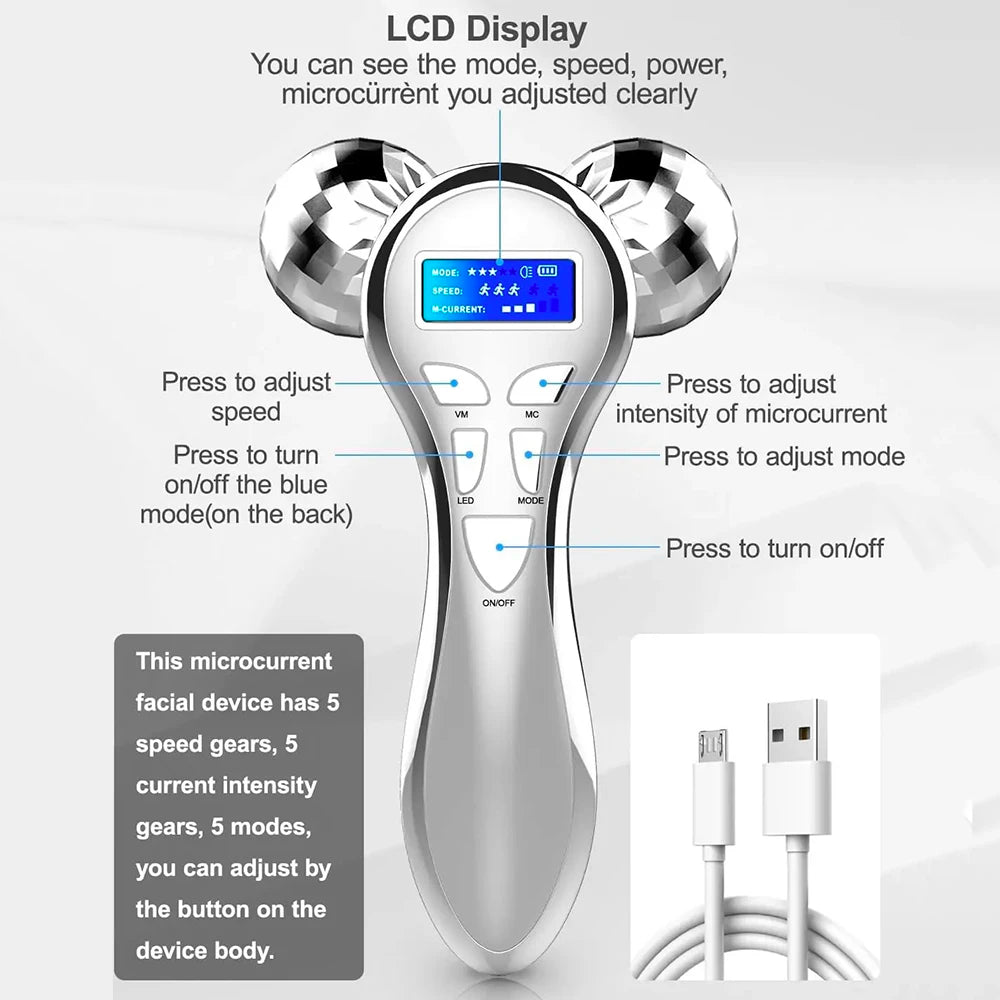 4D EMS Face Massager Roller for Lifting and Anti-Aging - Smarsty
