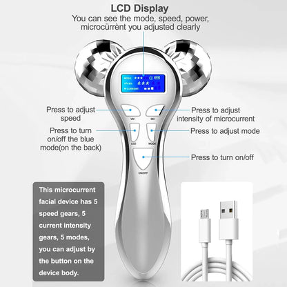 4D EMS Face Massager Roller for Lifting and Anti-Aging - Smarsty