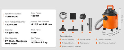 SucceBuy Stainless Steel Wet Dry Shop Vacuum Wet  Dry Vac Powerful Suction  Small Shop Vac Perfect for Carpet Debris  Pet  Hair - Smarsty