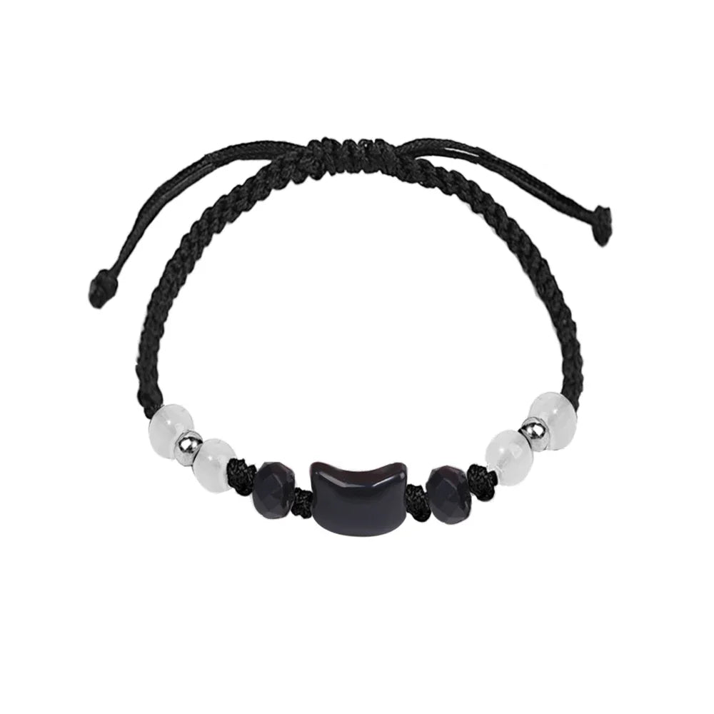 Moonstone Obsidian Couple Bracelets Handmade Minimalist Jewelry - Smarsty