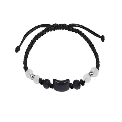 Moonstone Obsidian Couple Bracelets Handmade Minimalist Jewelry - Smarsty