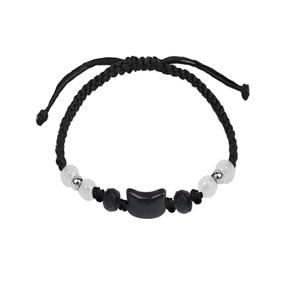 Moonstone Obsidian Couple Bracelets Handmade Minimalist Jewelry - Smarsty