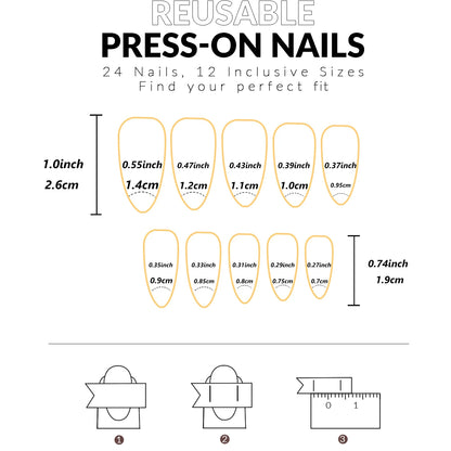 24pcs White French Press On Almond Nails Full Cover - Smarsty