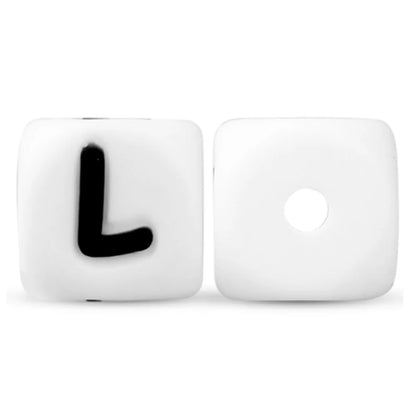 50Pcs Silicone Alphabet Beads White DIY Jewelry Making - Smarsty