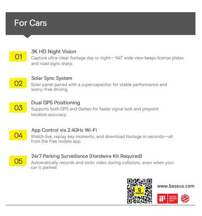 Front And Rear Dash Cam With GPS Galileo 24H Parking - Smarsty
