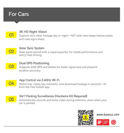 Front And Rear Dash Cam With GPS Galileo 24H Parking - Smarsty