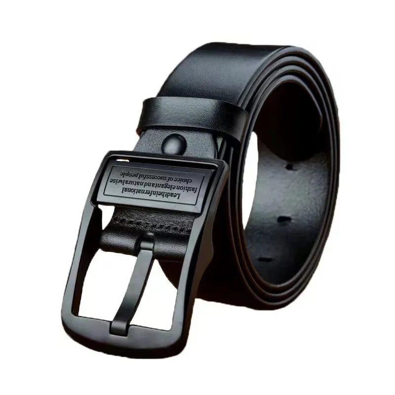 Leather Cowhide Men’s Belt Metal Alloy Pin Buckle - Smarsty