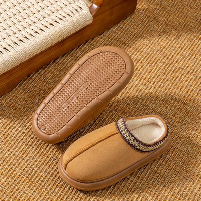Men's Plush Fleece Lined Slippers Winter Warm House Shoes with Thick EVA Sole for Indoor/Outdoor Use Cozy Non-Slip Home Footwear - Smarsty