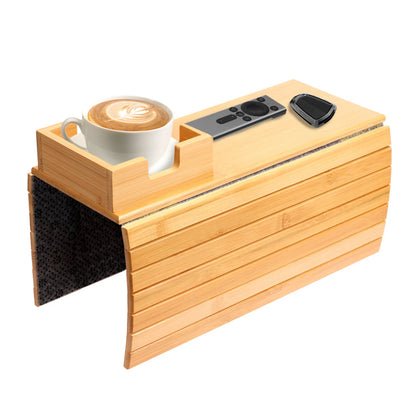 Couch Cup Holder Bamboo Wood Sofa Armrest Tray Foldable Sofa Cup Holder Anti-Slip Couch Arm Cup Holder Sofa Side Storage Tray by Smarsty