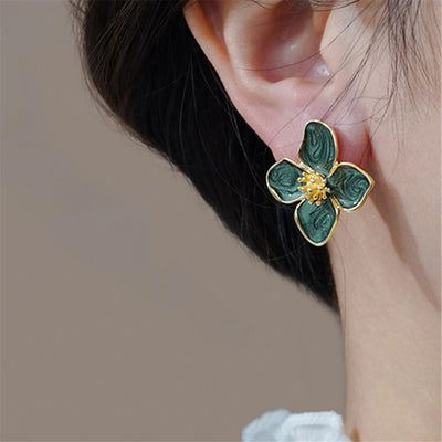 Hibiscus Flower Stud Earrings Romantic Vintage Gift - Smarsty