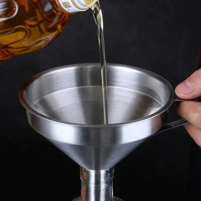 Stainless Steel Funnel Kitchen Oil Liquid Metal Funnel with Detachable Filter Wide Mouth Funnel for Canning Kitchen Tools by Smarsty
