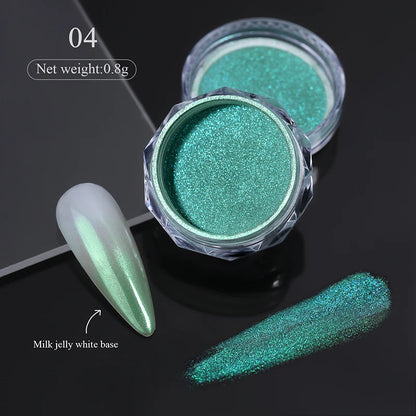 Aurora Pearl White Nail Glitter Powder for Stunning Designs - Smarsty