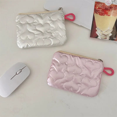 Silver Bow Pattern Coin Purse Women Wallet Zipper Pouch - Smarsty