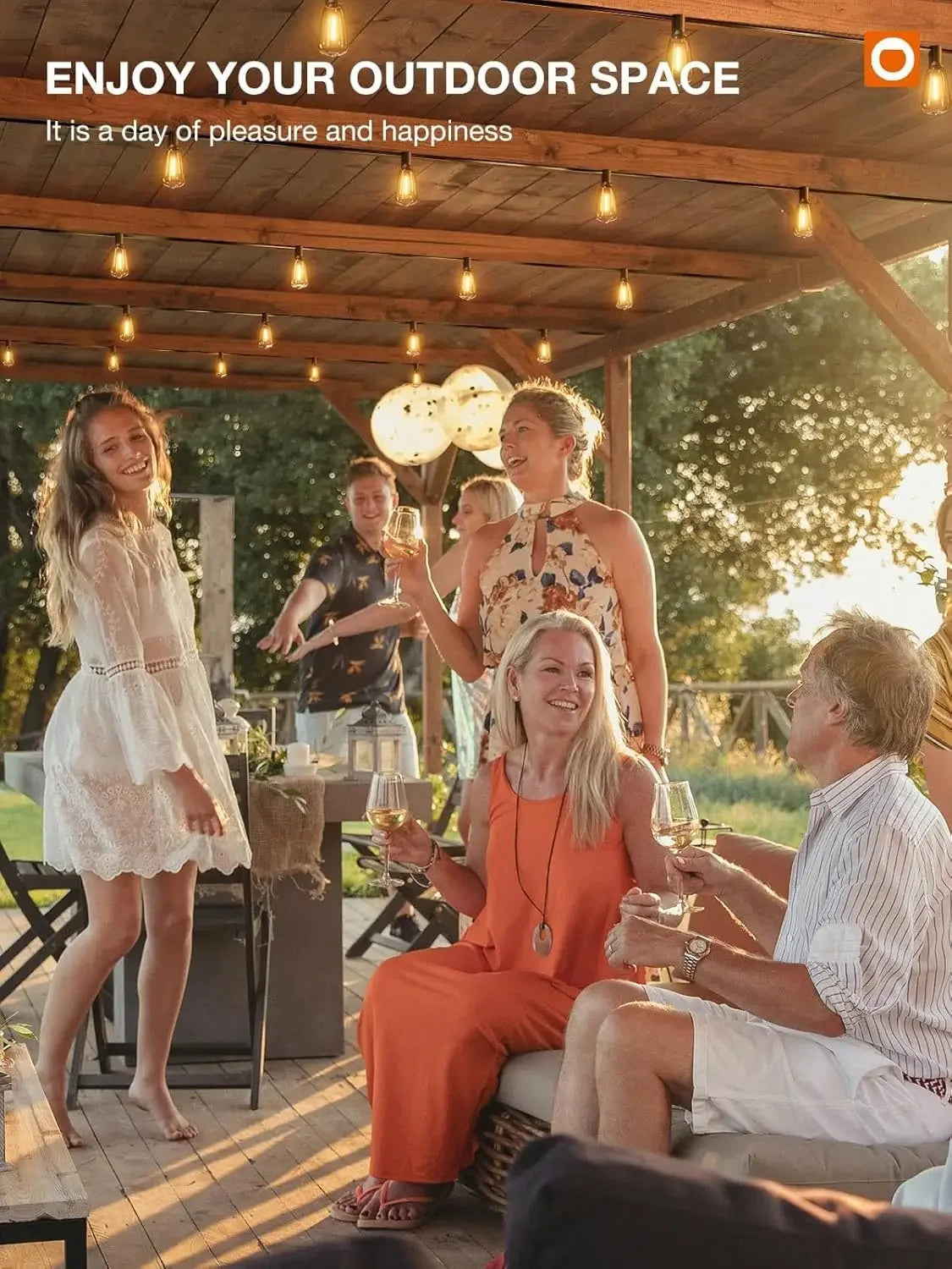 150FT LED Outdoor String Lights Waterproof Patio Lights Shatterproof ST38 Replaceable Bulbs Dimmable Outside Hanging Lights