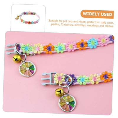 Pet Collar With Bell Cartoon Footprint Colorful Dog Puppy Kitten Collar Adjustable Safety Bell Ring Necklace Pet Accessories - Smarsty