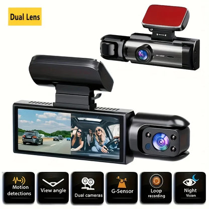 3.16inch IPS 1080P Dash Cam Car Dvr Dual Lens Front Inside Wide Angle IR Night Vision Video Recorder