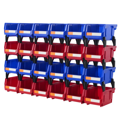 SucceBuy Storage Bin 24pcs Stackable Organizer Bin 5x4*3inch Freestanding Tiered Shelf for Garage Hanging Stacking Container