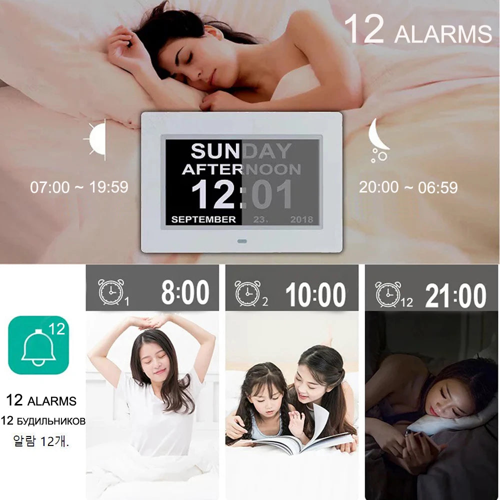 Digital LED Calendar Clock with 12 Alarms and Multi-Language Display - Smarsty