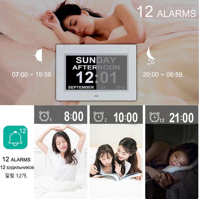 Digital LED Calendar Clock with 12 Alarms and Multi-Language Display - Smarsty