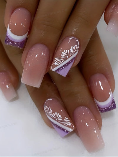 24PCS Pink Gradation Press On Nails for Summer Style - Smarsty