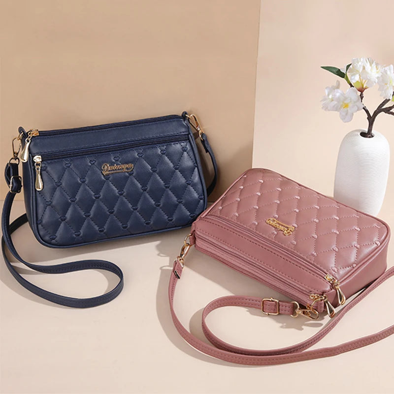 Embroidered Leather Messenger Bag for Women With Fur Accent - Smarsty