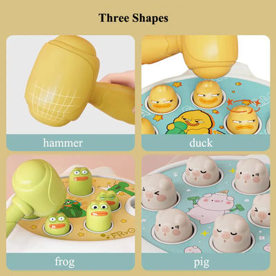Duck/Frog/Pig Baby Toy Montessori Learning Game Educational Puzzle Gift for 12 24 Months Toddler Boy/Girl with Hammer - Smarsty