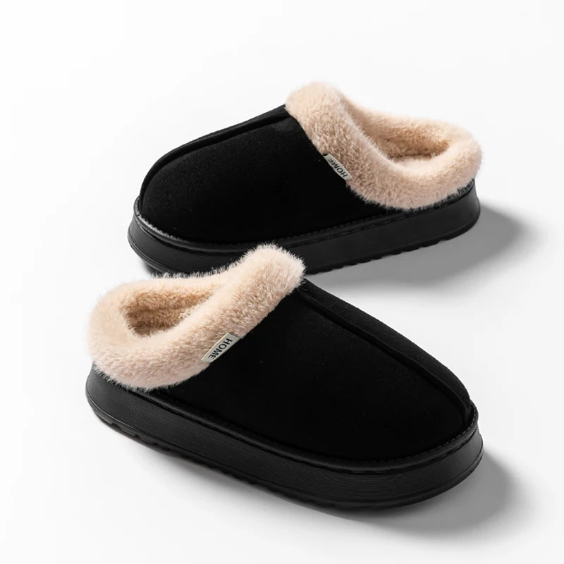Women's Winter Slippers Non-Slip Indoor House Shoes, Plush Fleece Lined Warm Cotton Slippers with Soft Sole for Home Comfort - Smarsty