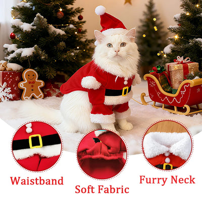Christmas Pet Costumes Cute Kitten Santa Claus Clothes For Small Medium Dogs Cats Holiday Party Dress Up Apparel Sphynx Outfits - Smarsty