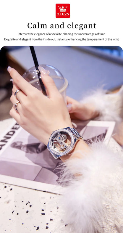 OLEVS Luxury Women's Automatic Mechanical Watch with Diamonds - Smarsty