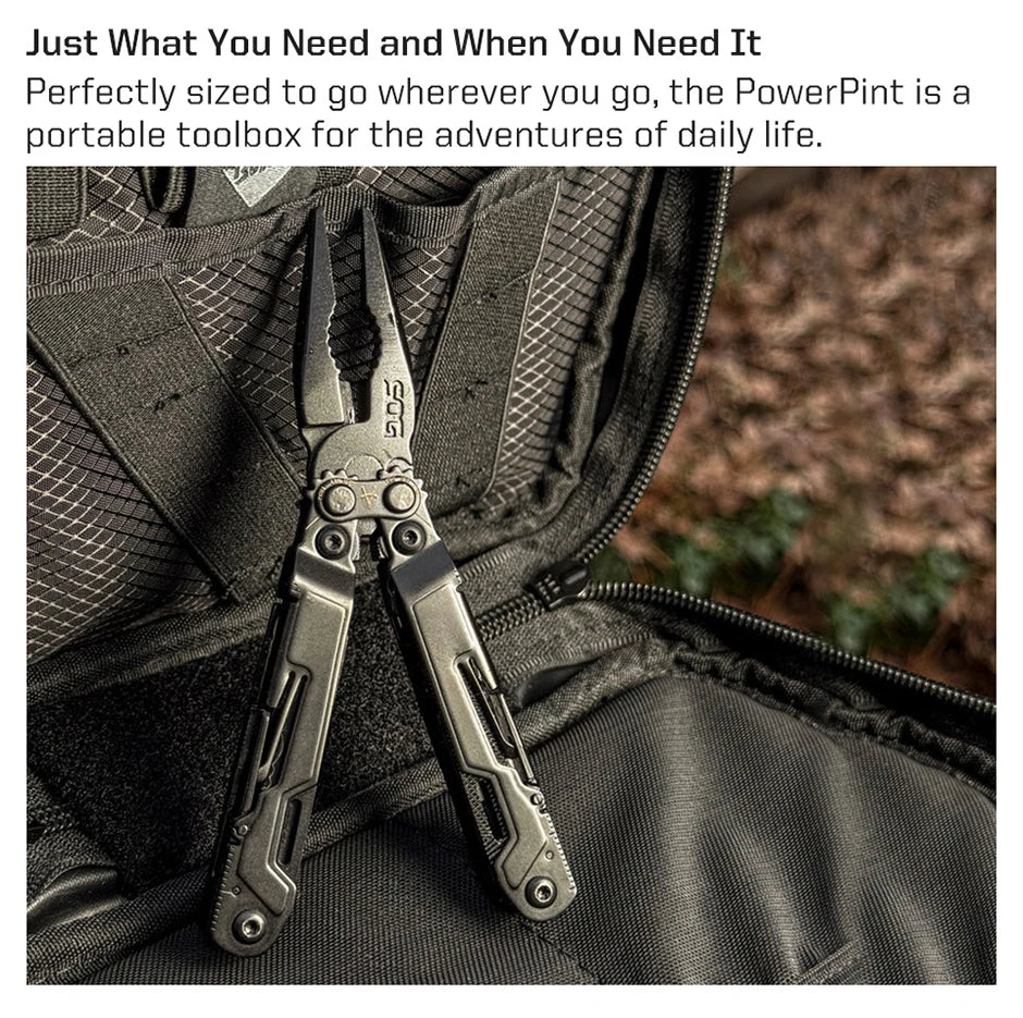 SOG PowerPint 18-in-1 Tactical Multi-Tool with Folding Pliers & Knife - EDC Pocket Gear for Outdoor, Hiking, Camping Survival