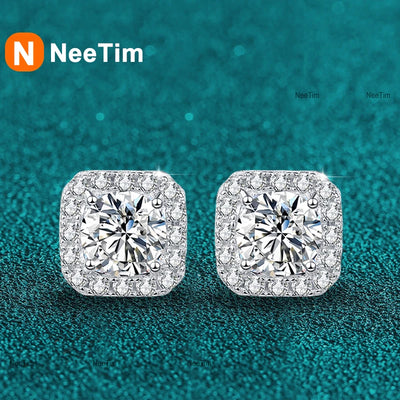 Moissanite Stud Earrings 0.5-1 Carat D Color Sparkling - Smarsty