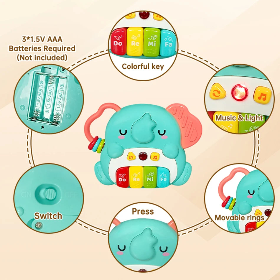 Kids Cartoon Piano Keyboard Game with Animal Sounds Flashing Light Music Baby Instrument Music Toys Educational Toys Kids Gifts by Smarsty