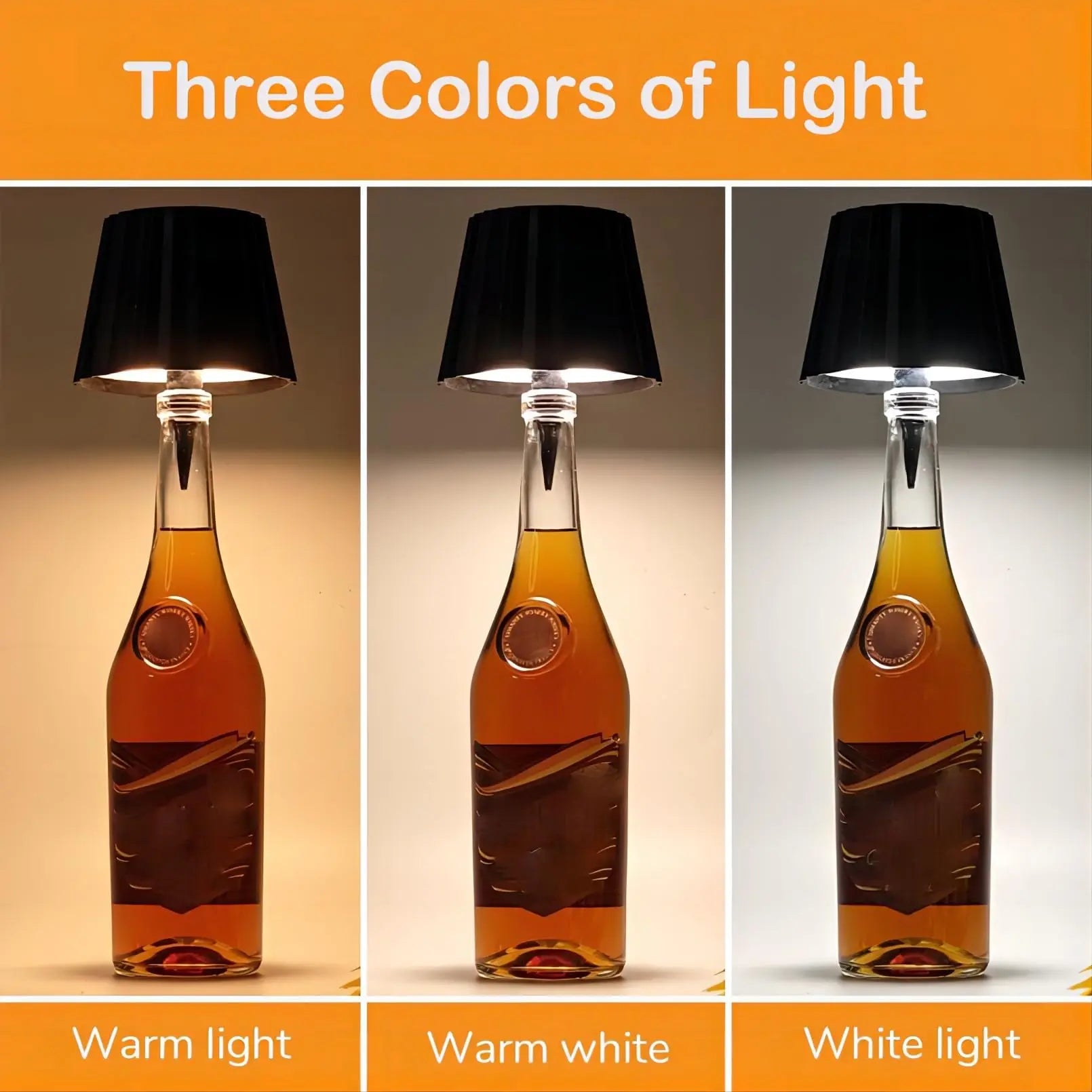 Wireless Touch Control Bottle Lamp with Dimmable Colors - Smarsty