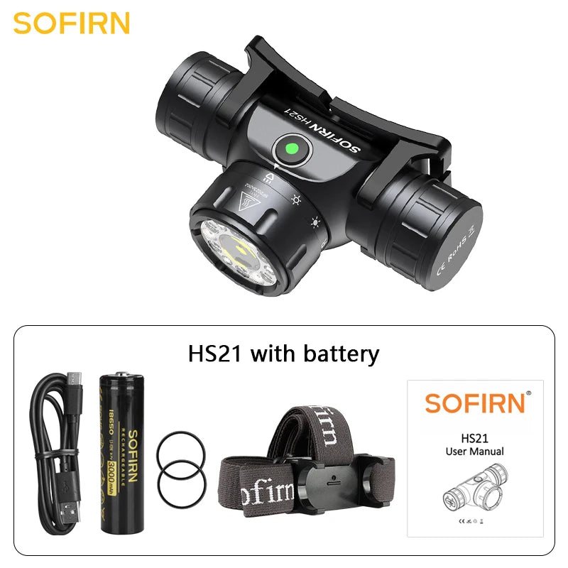 Sofirn HS21 2000lm EDC Headlamp 18650 USB C Rechargeable Flashlight SFT40 Powerful Headlight With Infrared Switch by Smarsty