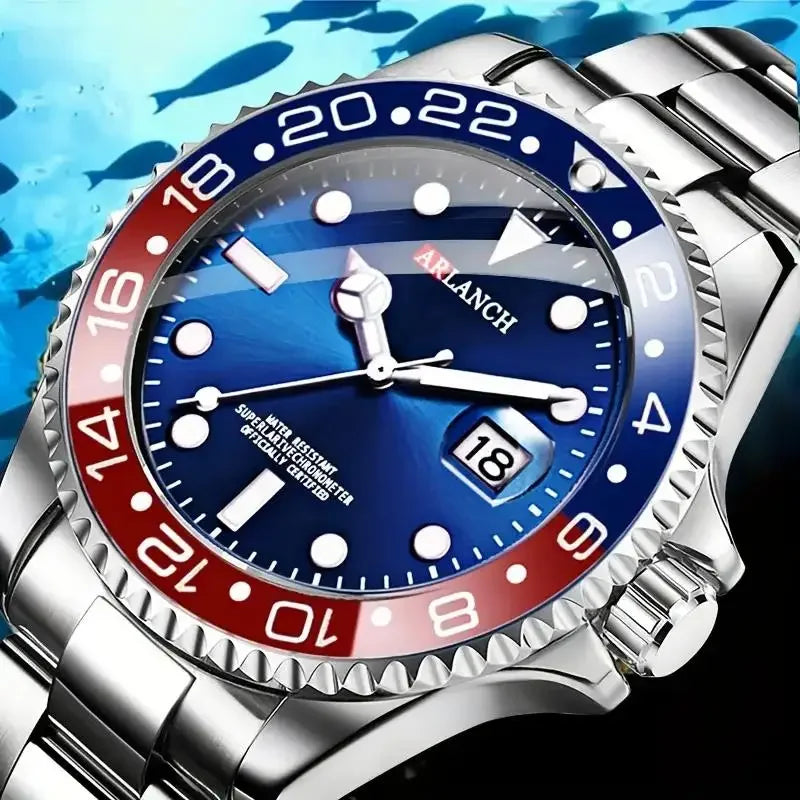 Classic Stainless Steel Quartz Watch with Magnifying Glass - Smarsty