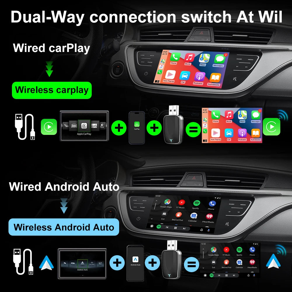 NEW Wireless CarPlay Android Auto Wireless Adapter Smart Mini Box Plug and play Connect Universal for Nissan Wireless Adapter - Smarsty