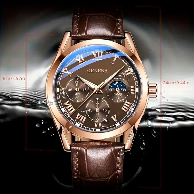 Men's Casual Quartz Watch with Leather Band - Smarsty