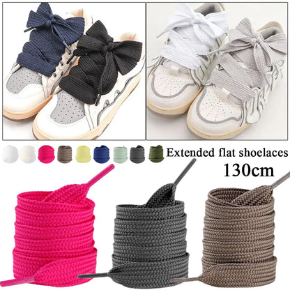 1 Pair Shoelaces Flat Thicken Weave Craft Off 2cm Wide Black White Shoe Laces High-top Sneaker Canvas Shoelace Accessories - Smarsty