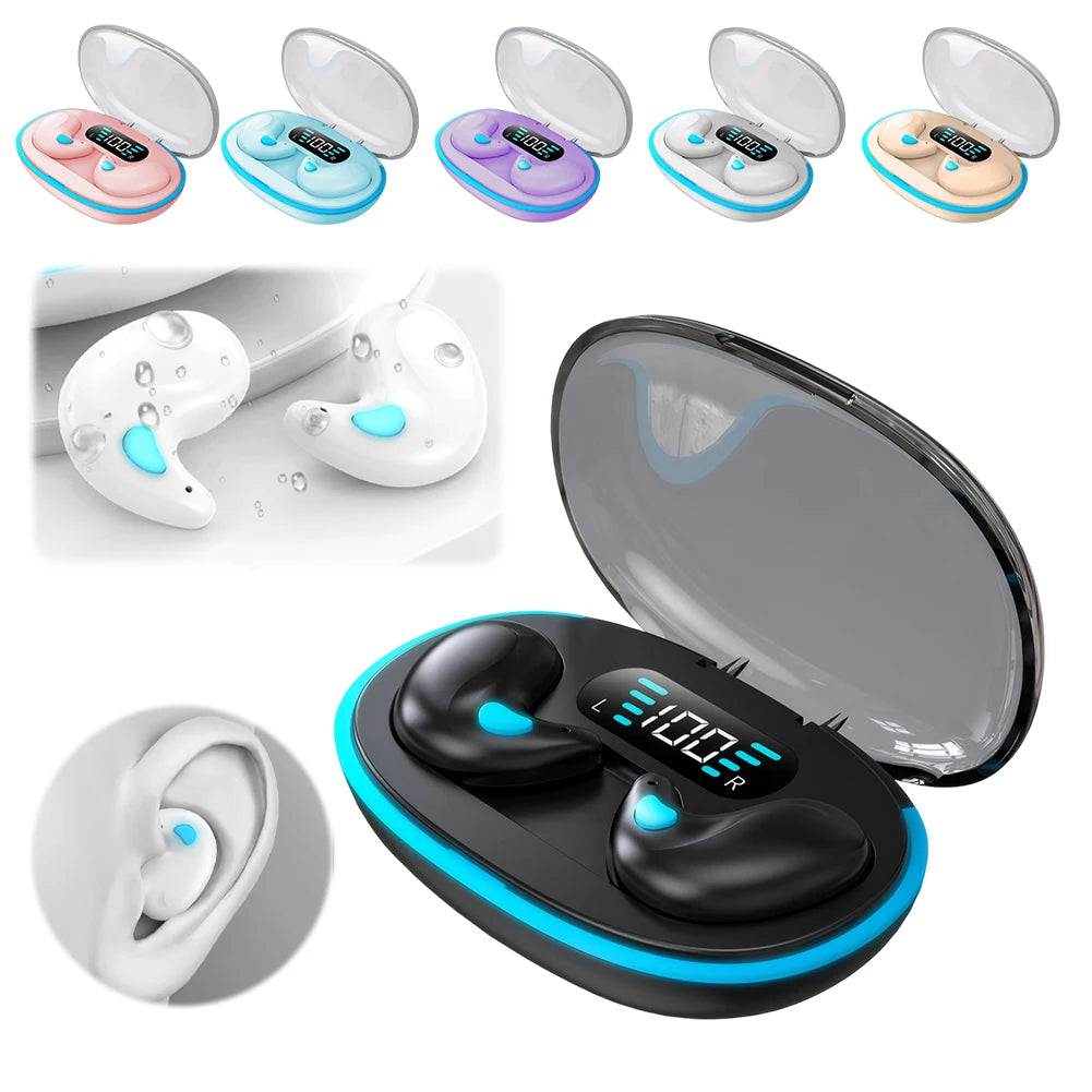 BT 5.3 Invisible Sleep Earphones Touch Control Sense-Free Micro Sleep Earbuds IPX5 Waterproof Open Ear Headsets for Better Sleep