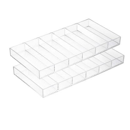 2 Pack Acrylic Sunglass Organizer, 6 Slot Eye Glasses Storage Holder Display Racks Stackable Eyewear Drawer Organizer Tray