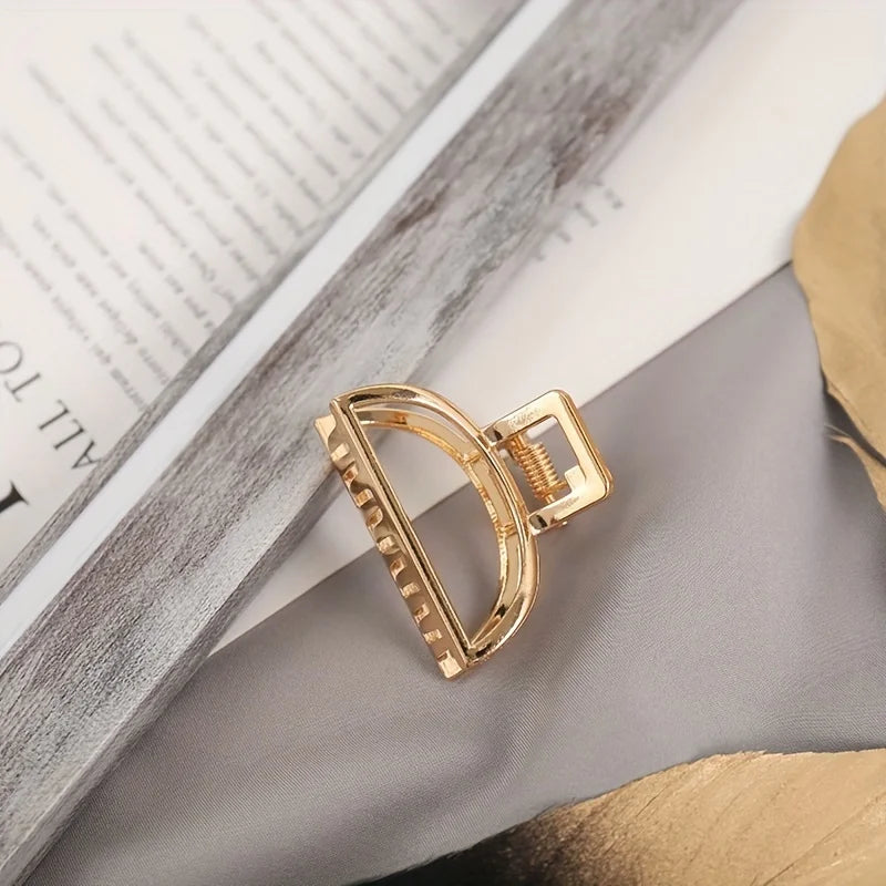 Gold Hollow Heart Mini Hair Claw Non Slip Grip Barrette - Smarsty