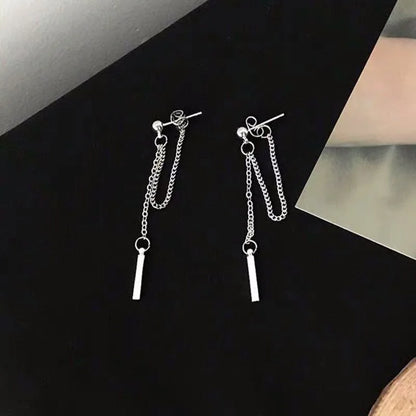 Punk Silver Cross Drop Earrings for Unisex Gothic Style - Smarsty