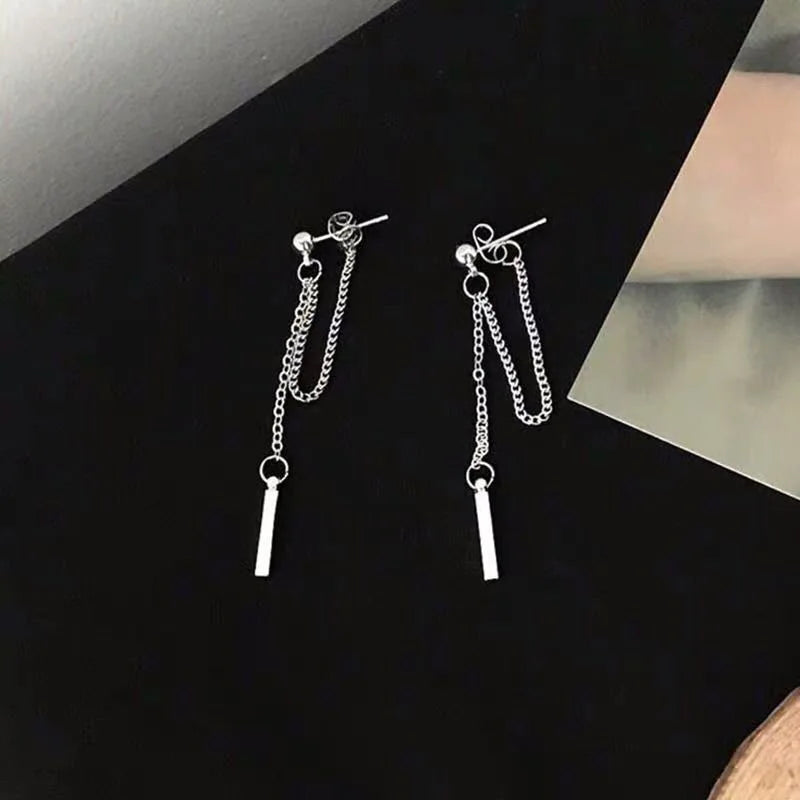 Punk Silver Cross Drop Earrings for Unisex Gothic Style - Smarsty