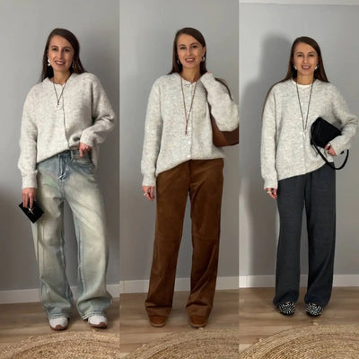 Hirsionsan Elegant Long Sleeve Sweater Women 2024 New Single-Breasted Female Casual Cardigan Soft Cashmere Knitted Outwear - Smarsty